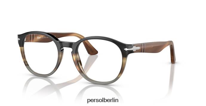 Persol po3284v schwarz geschnittenes Netz gestreift braun geschnittenes Netz grau Brille QWE12715