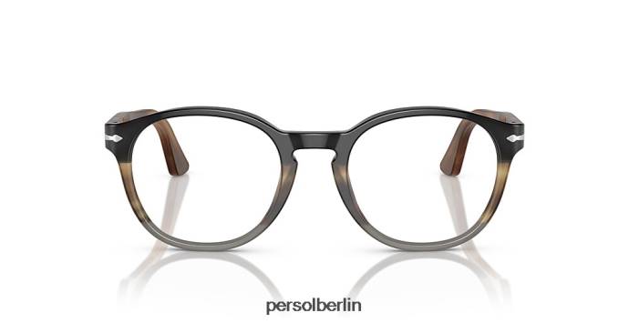 Persol po3284v schwarz geschnittenes Netz gestreift braun geschnittenes Netz grau Brille QWE12715