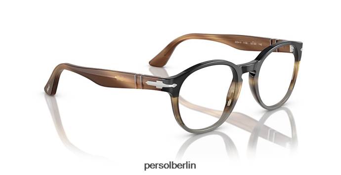 Persol po3284v schwarz geschnittenes Netz gestreift braun geschnittenes Netz grau Brille QWE12715