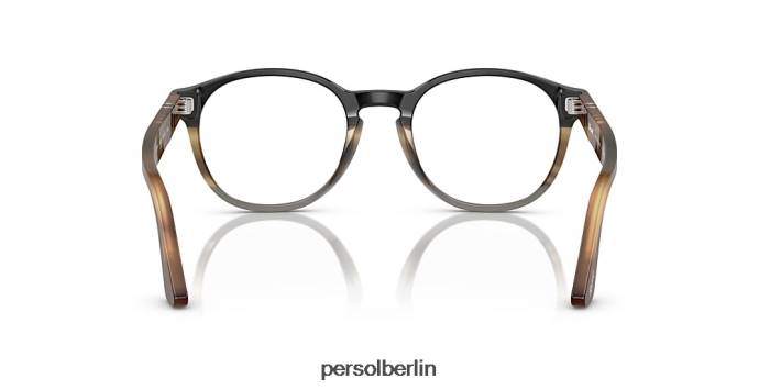 Persol po3284v schwarz geschnittenes Netz gestreift braun geschnittenes Netz grau Brille QWE12715