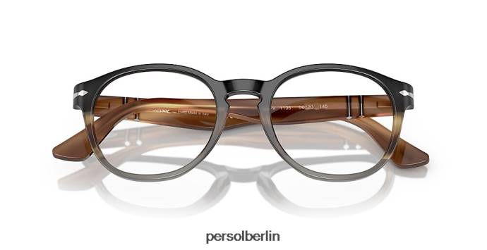 Persol po3284v schwarz geschnittenes Netz gestreift braun geschnittenes Netz grau Brille QWE12715